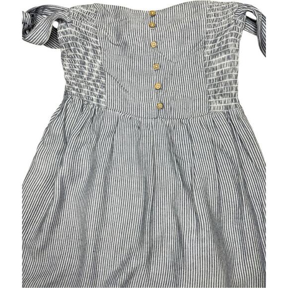 American Eagle Off Shoulder Pinstripe Mini Dress Small - Picture 2 of 6